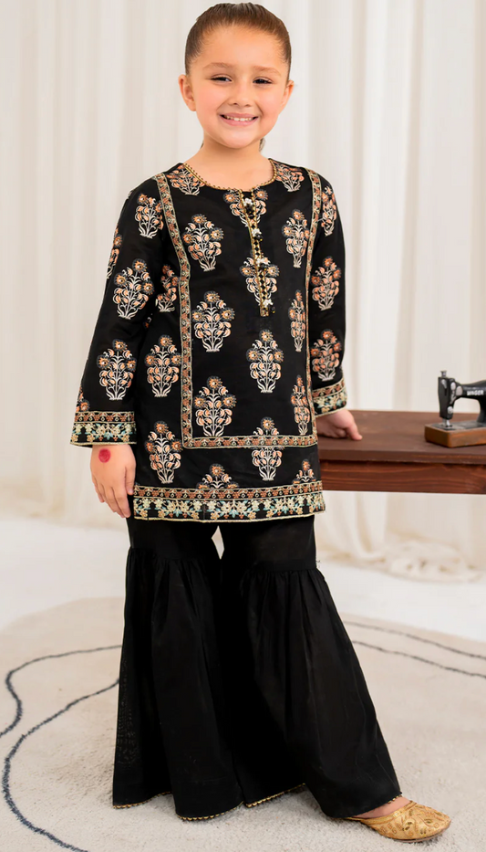 Black Printed Gharara shalwar
