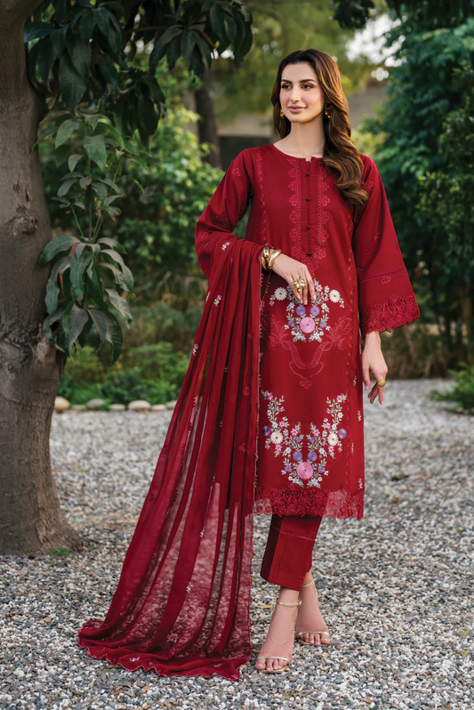 Blood Red Embroidered 3 piece suit