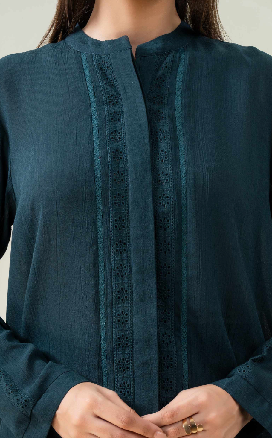 Dyed embroidered Lace /Teal / shirt