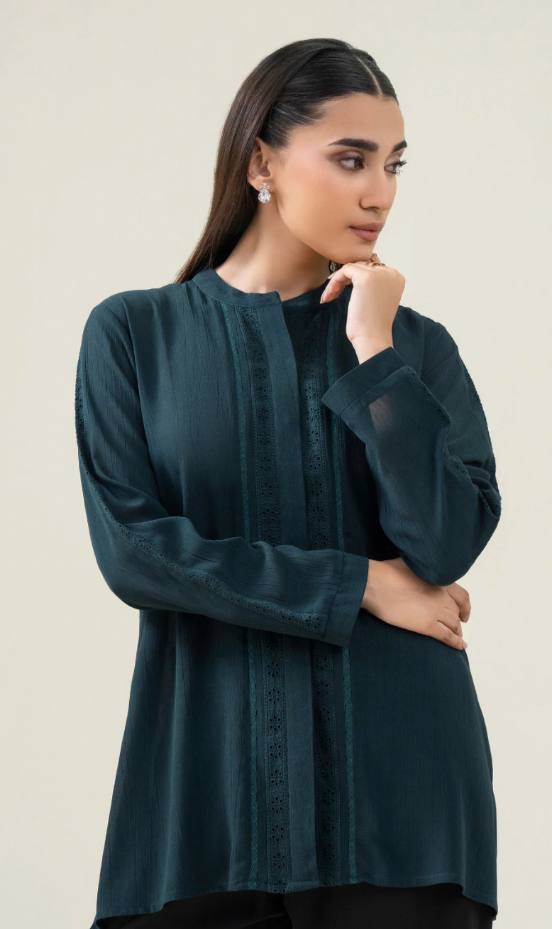 Dyed embroidered Lace /Teal / shirt
