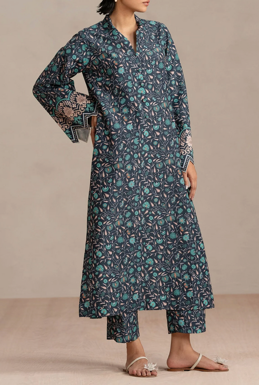 Blue printed/floral Orange Co-ord set