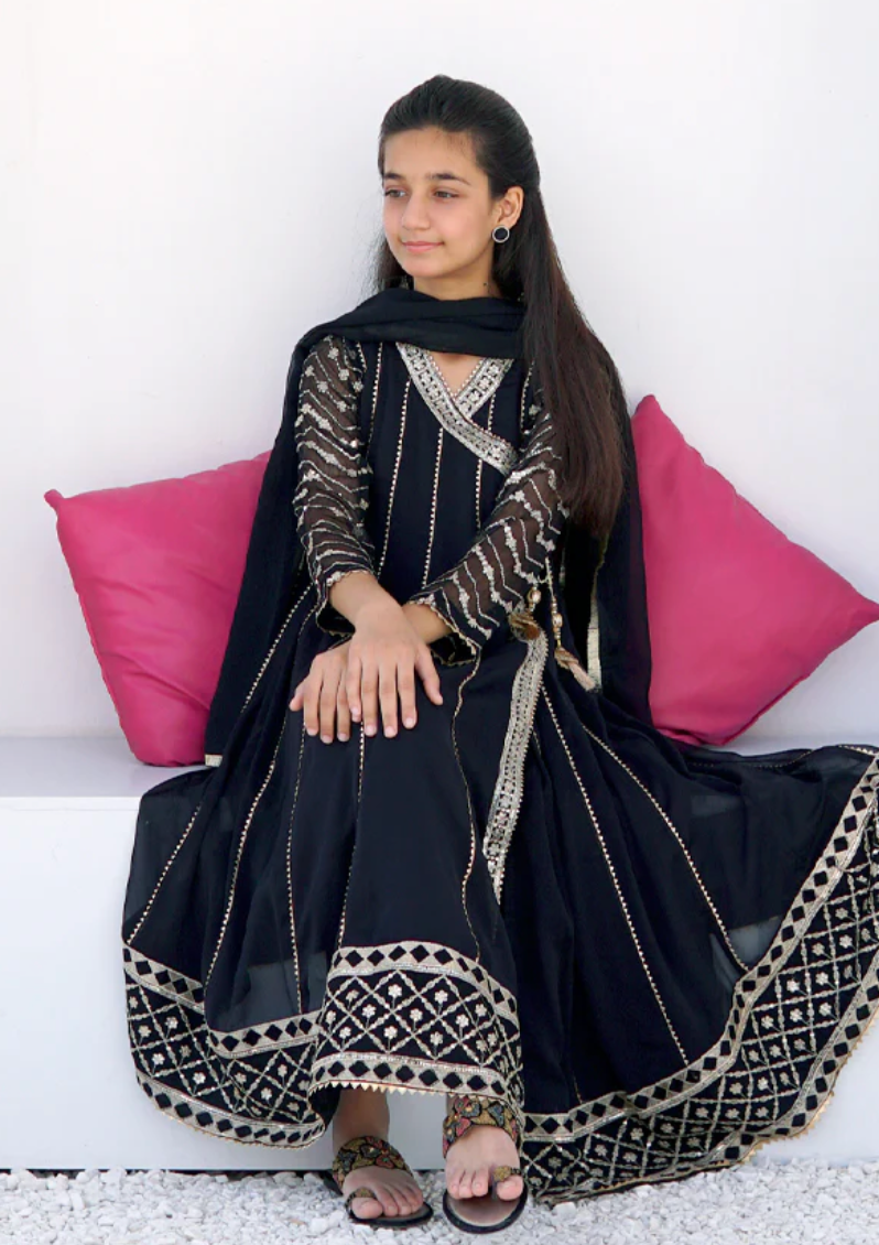 Cream Angarkha 3 PC suit