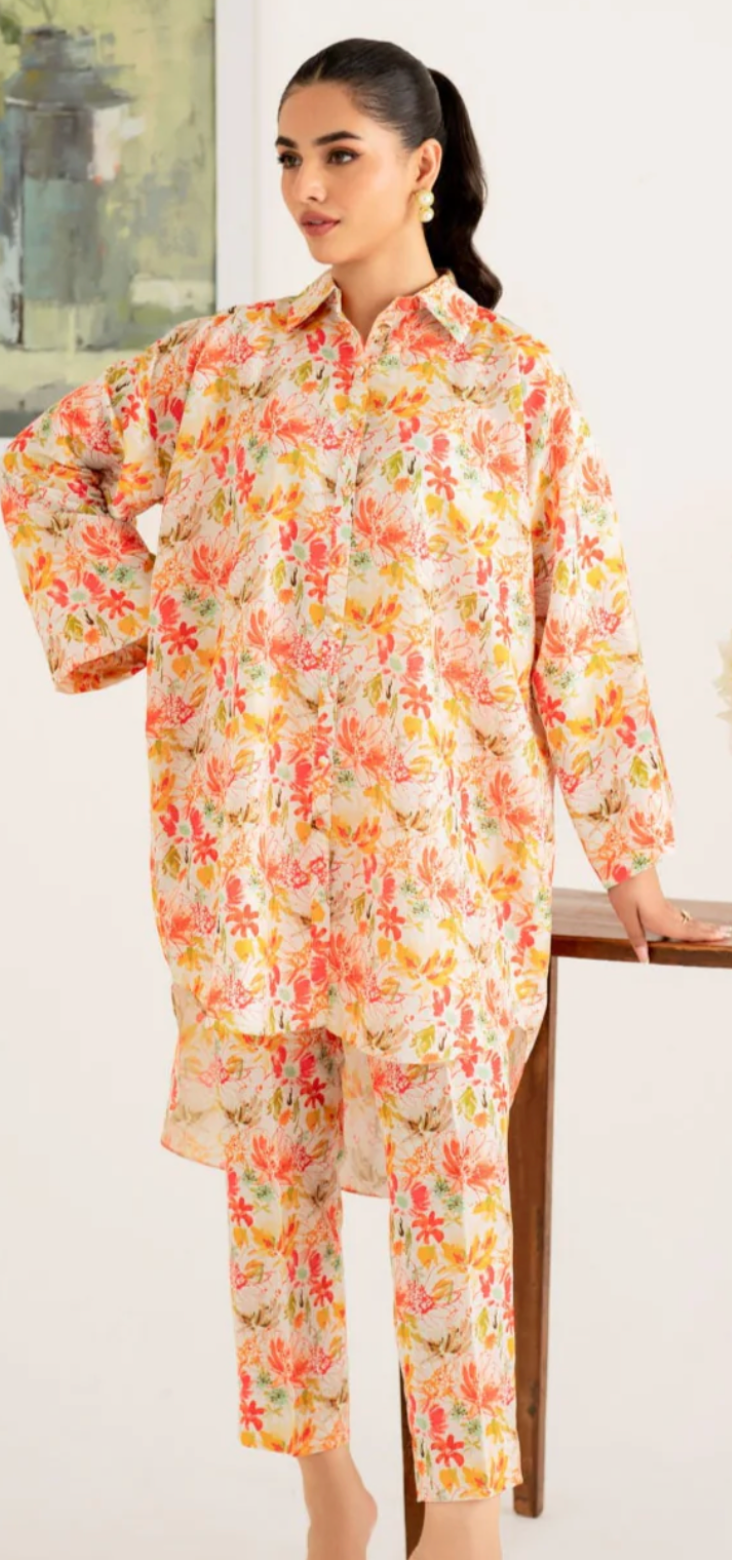 Blue printed/floral Orange Co-ord set