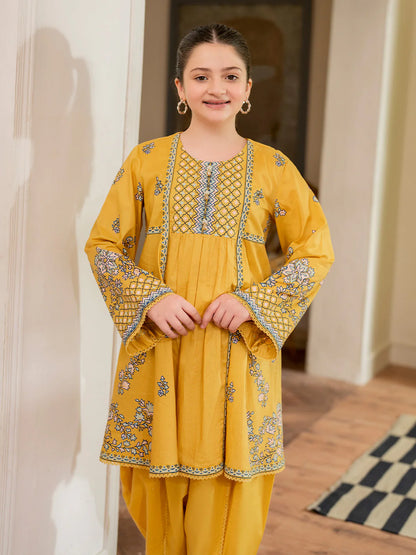 Screen Printed Shirt with trousers-yellow color