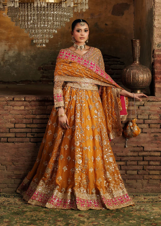 Orange  Chiffon Lehenga choli with embellishments/3 pcs