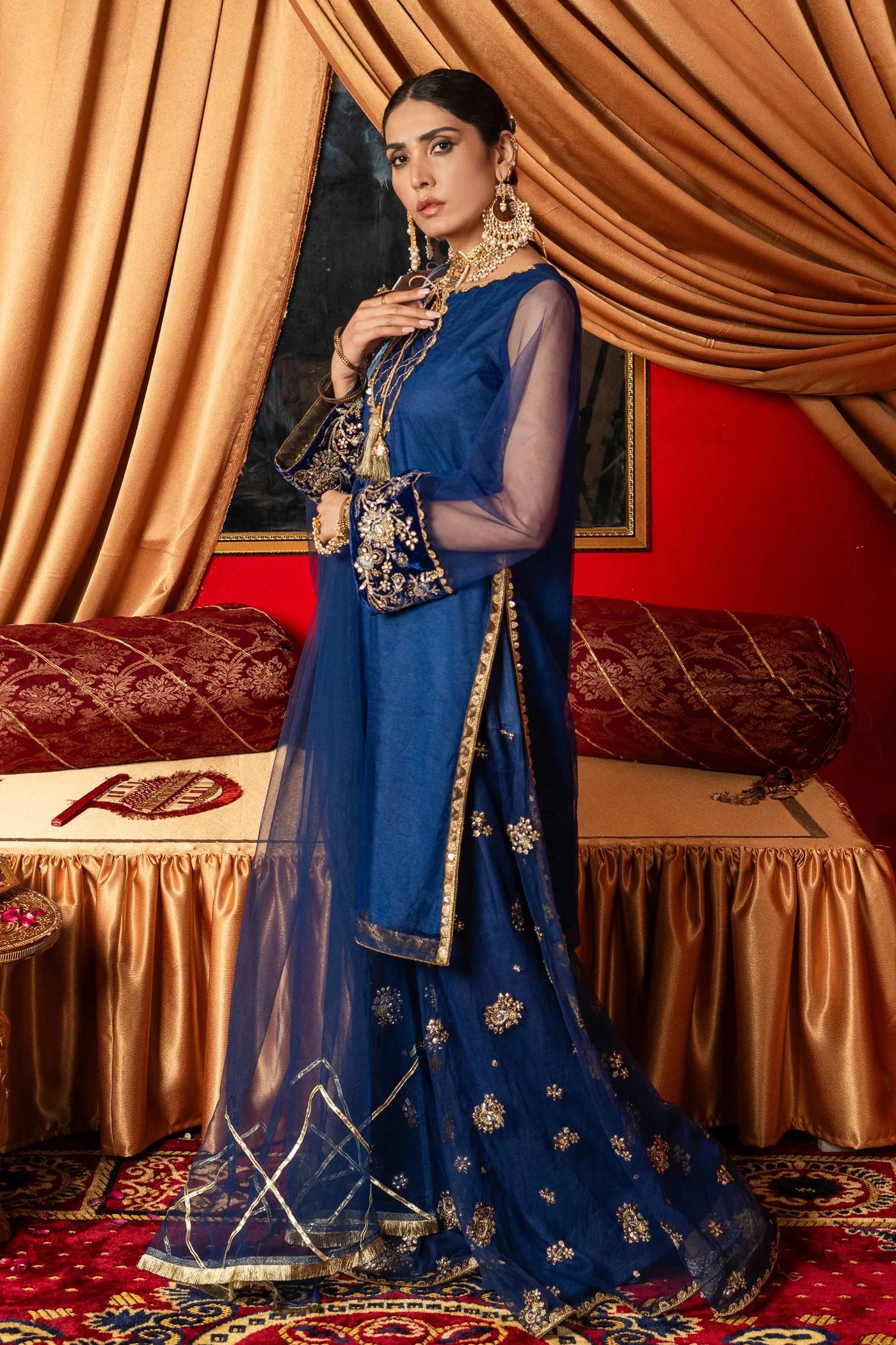 Shirt with Sharara / Blue Maxi
