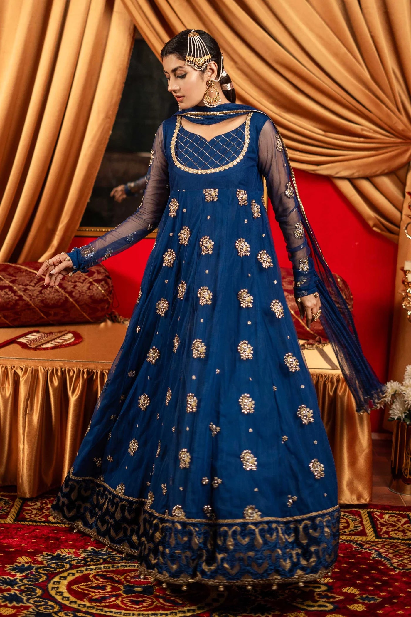 Shirt with Sharara / Blue Maxi
