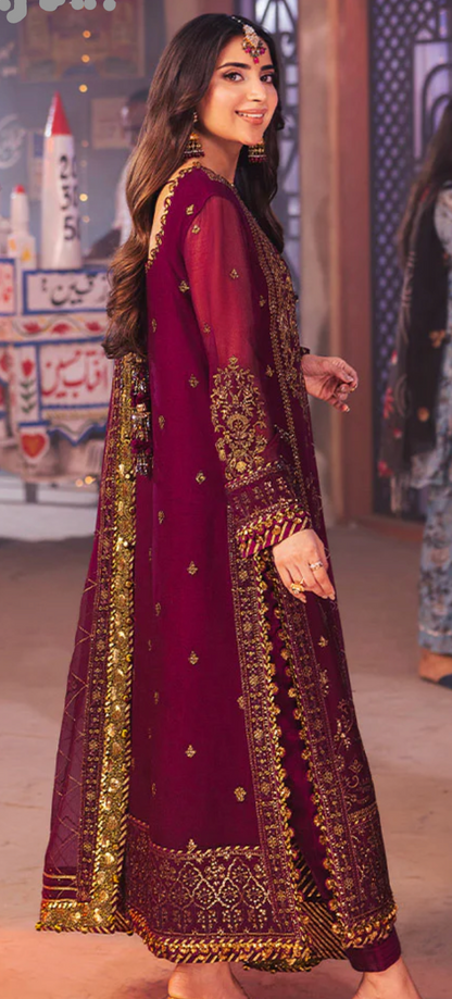 Purplish Maroon/Black Heavy work 3 pcs