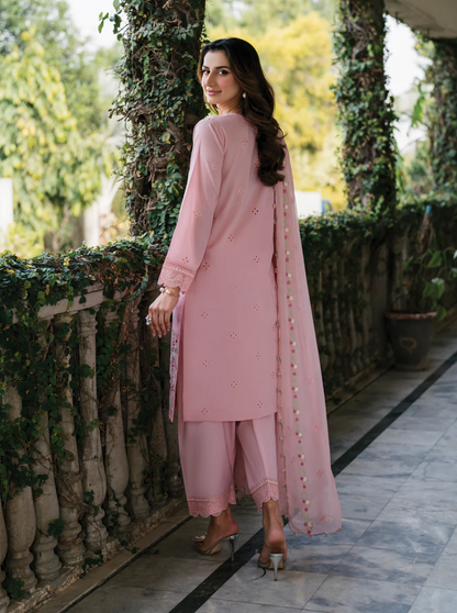 Fresh Pink  Embroidered 3 piece suit