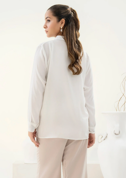 Embroidered /dull white / crepe shirt