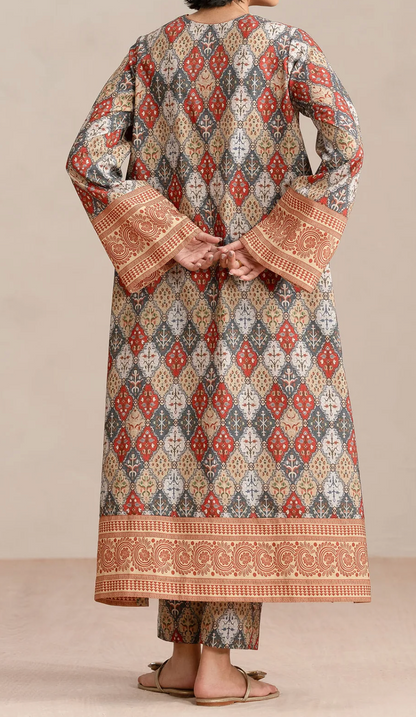 Rust & Grey printed Co-ord set