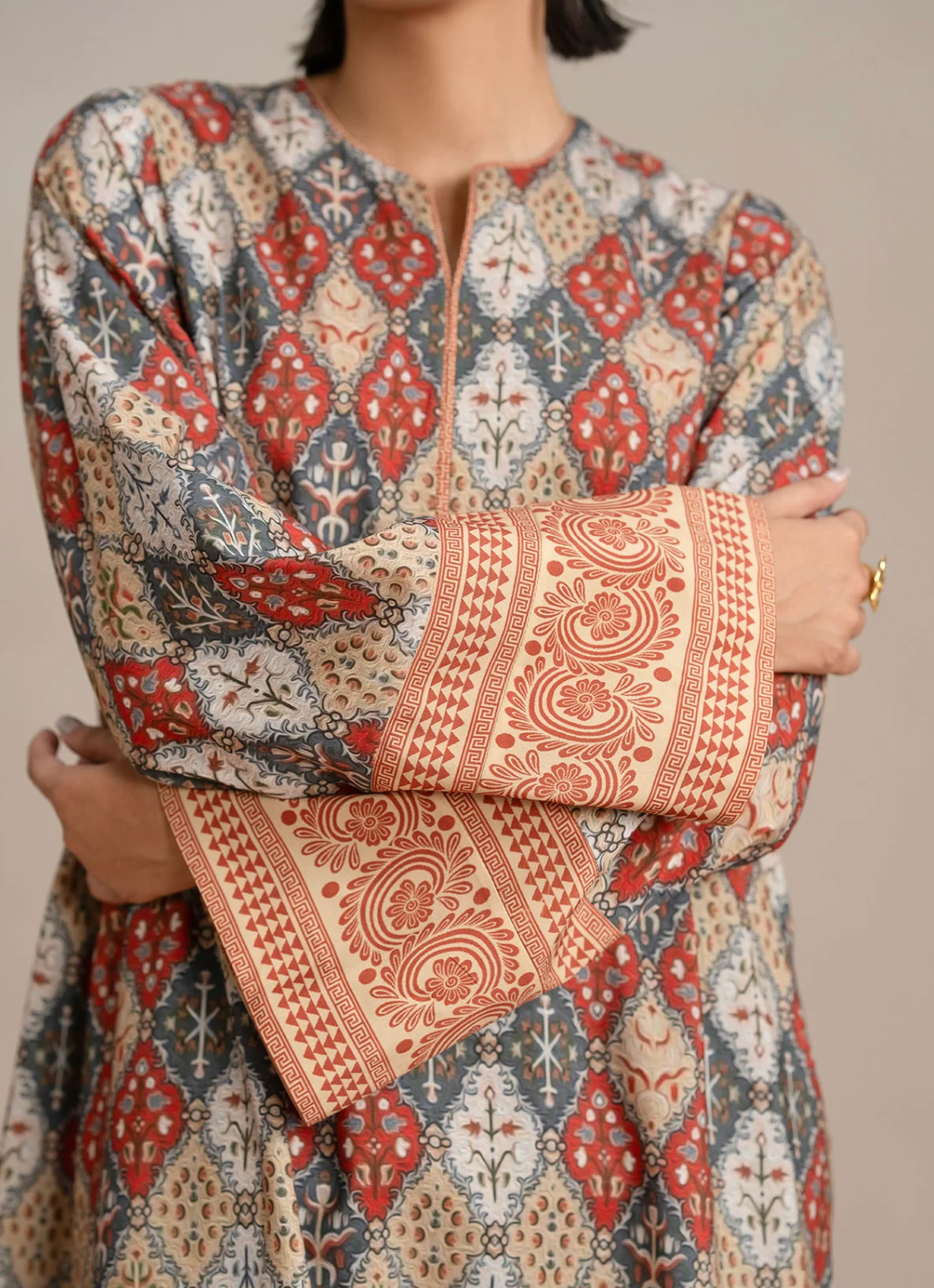 Rust & Grey printed Co-ord set