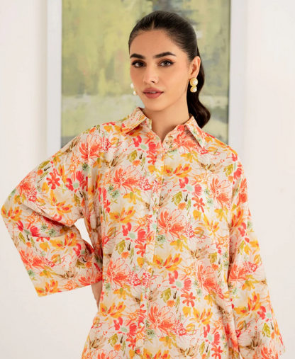 Blue printed/floral Orange Co-ord set