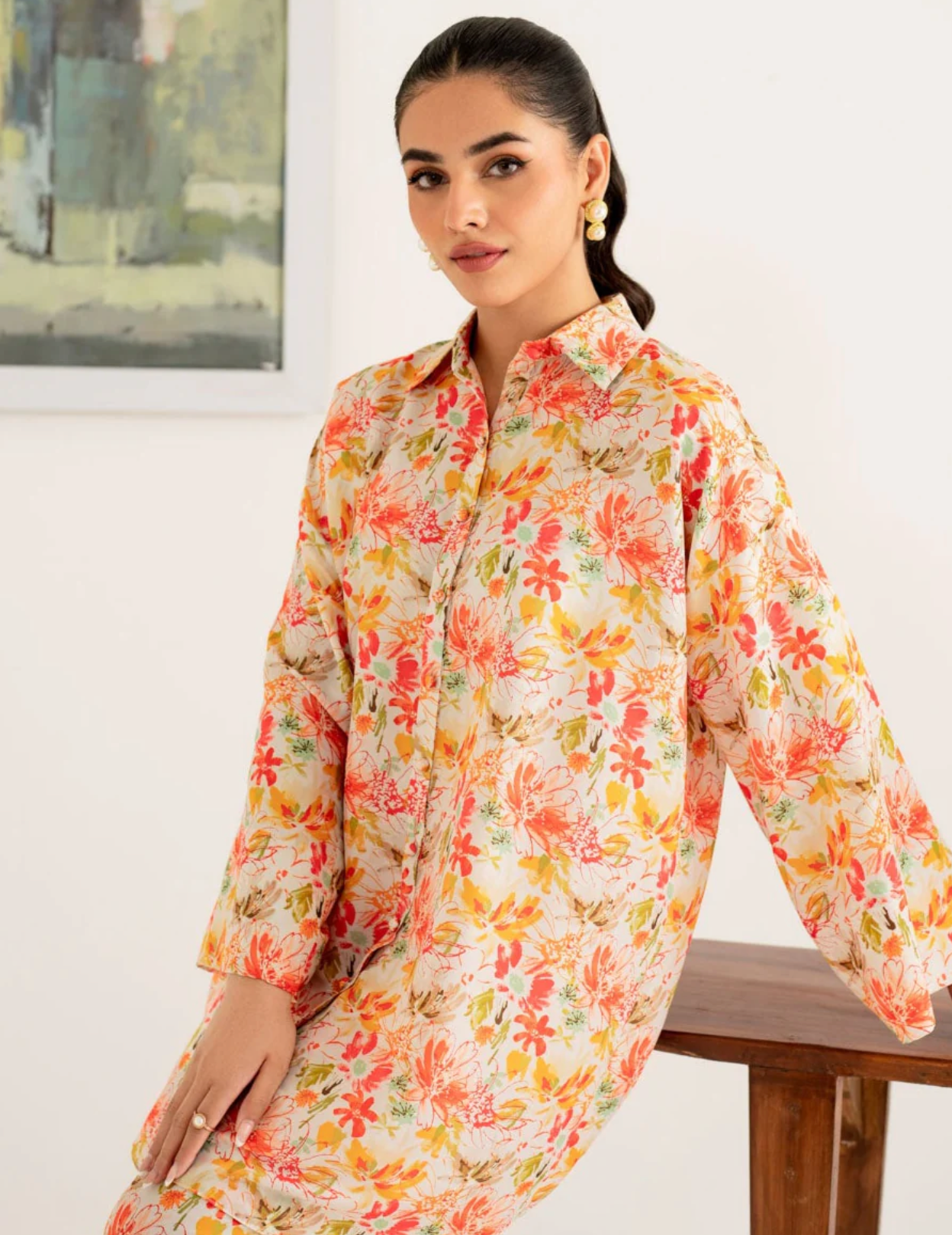 Blue printed/floral Orange Co-ord set