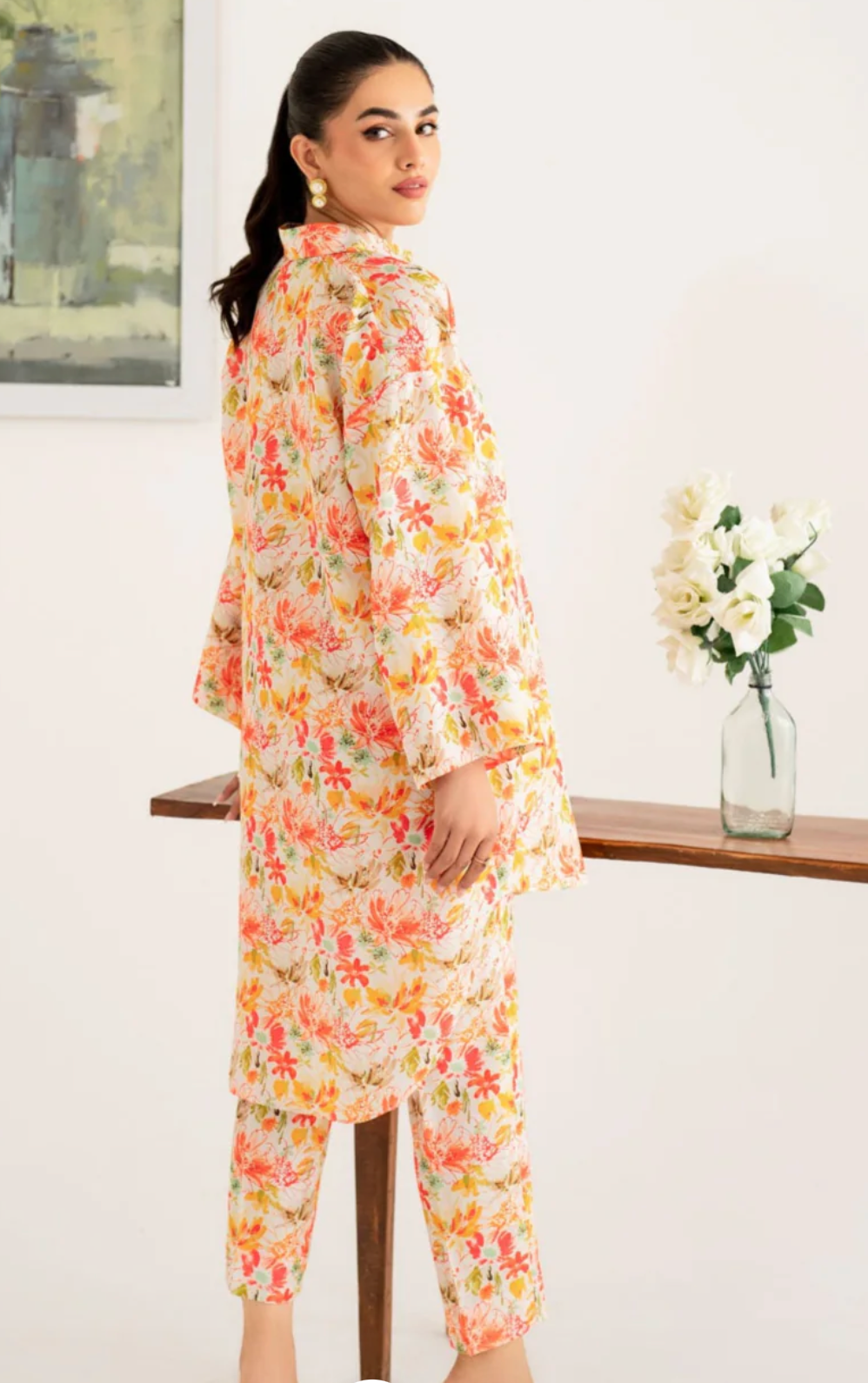 Blue printed/floral Orange Co-ord set