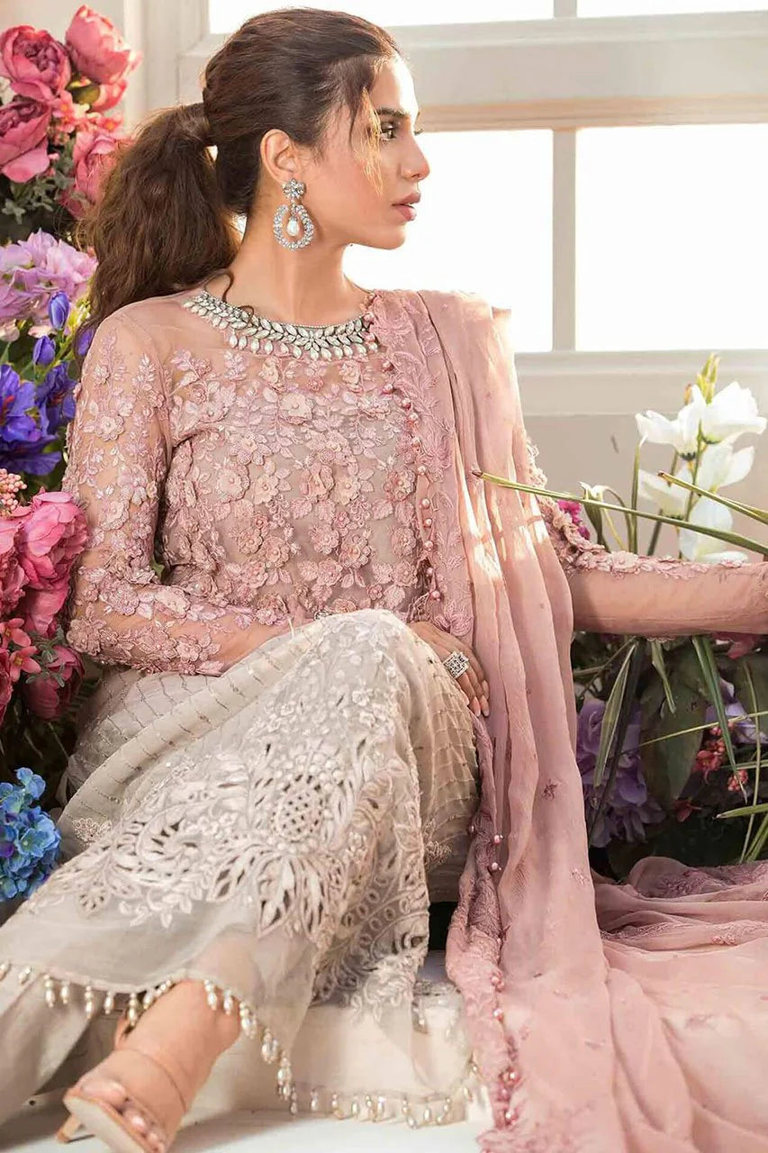 Embroidered & Hand Embellished Shaded Chiffon 3 Pc suit