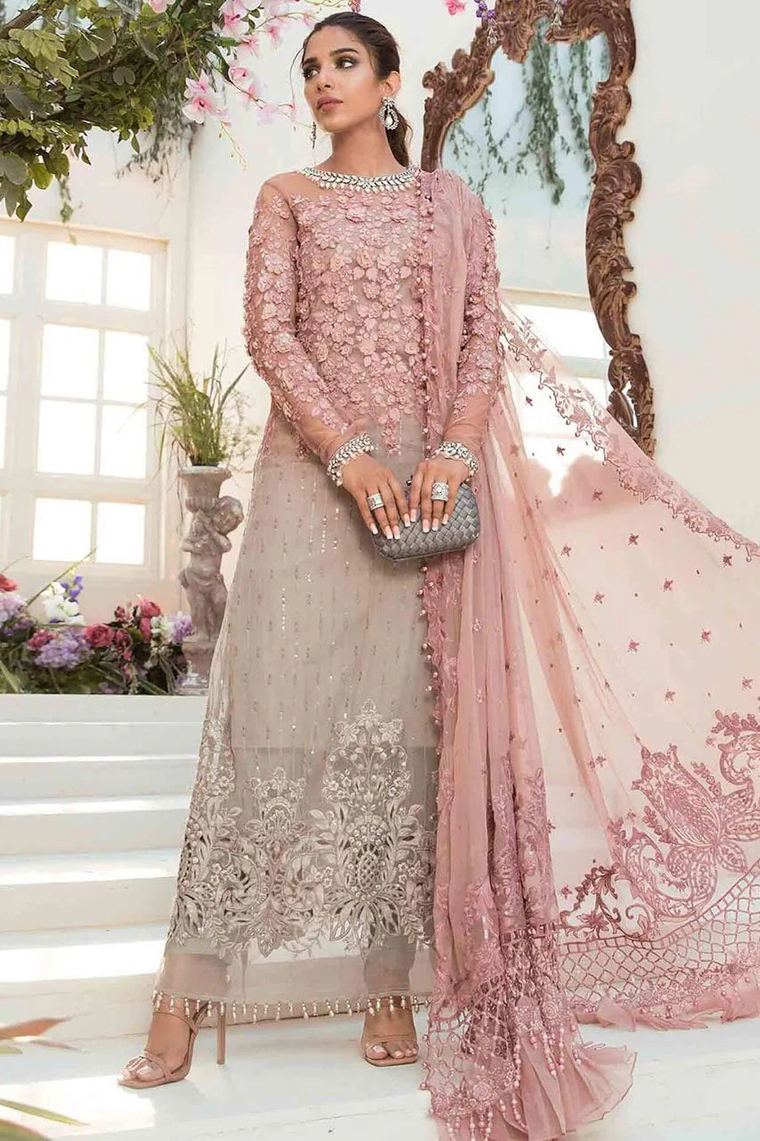 Embroidered & Hand Embellished Shaded Chiffon 3 Pc suit