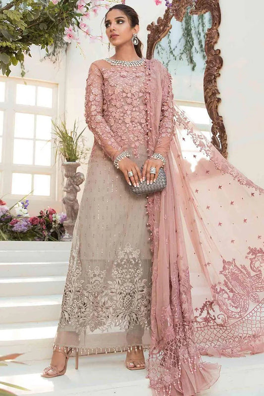 Embroidered & Hand Embellished Shaded Chiffon 3 Pc suit
